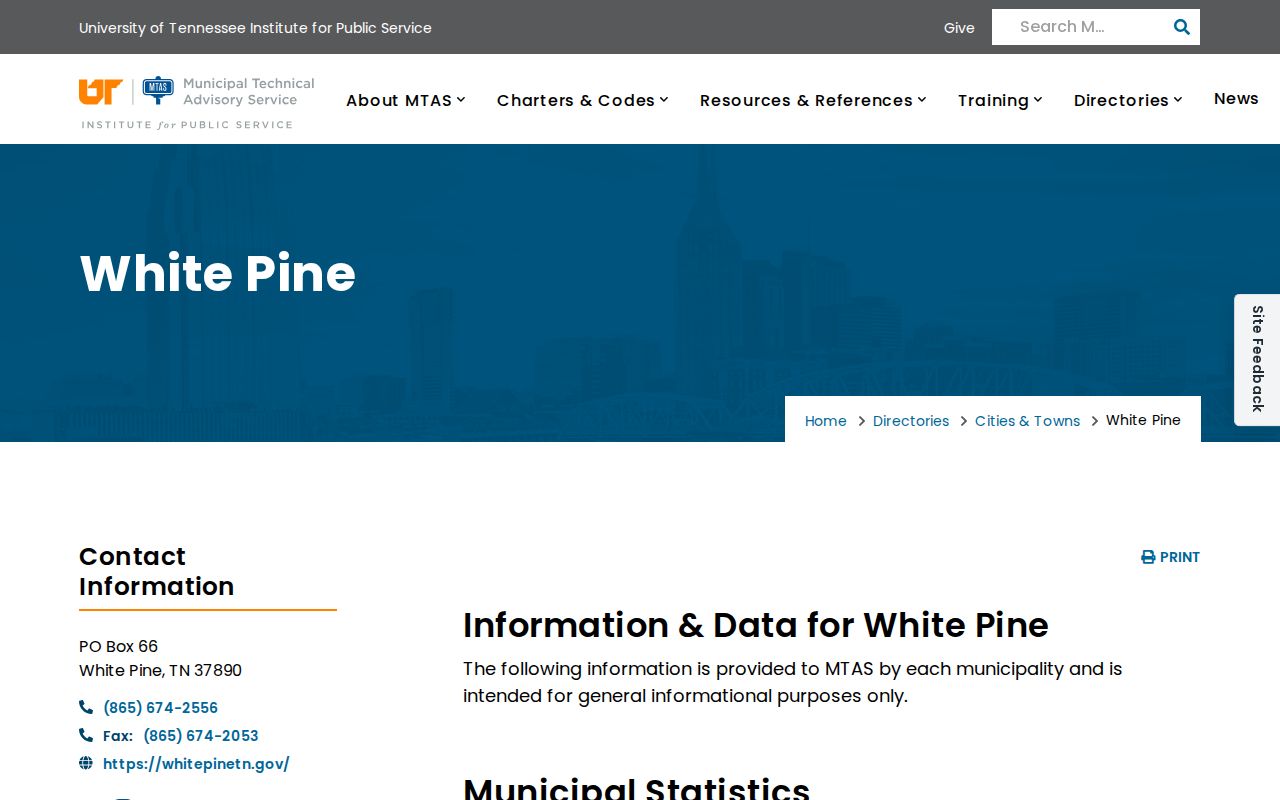 White Pine warrant records resource showing the municipal directory and county boundary note